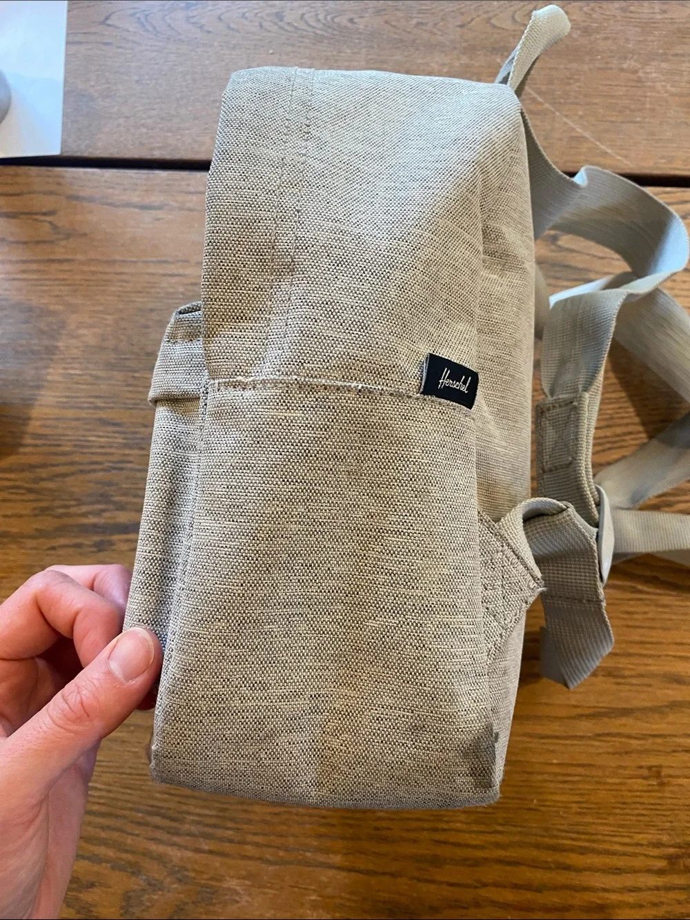 Herschel Supply Company Small Light Gray Backpack with Red Zipper Accent